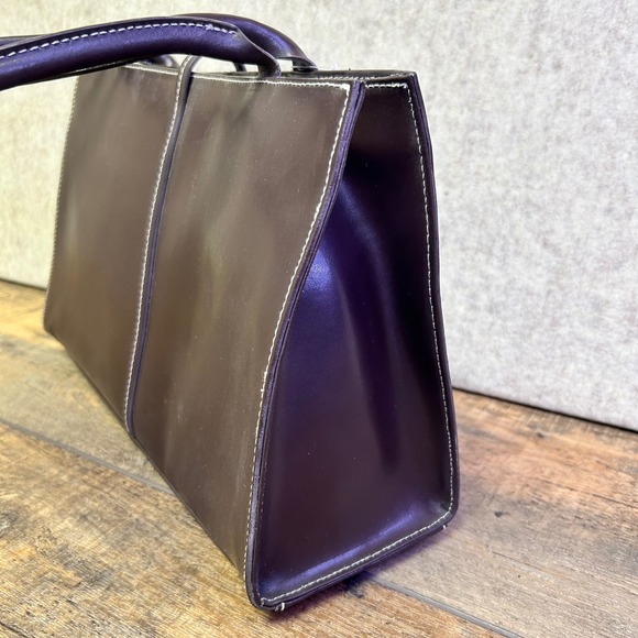 Wilsons Leather Dark Brown Structured Tote Handbag Classic Professional Purse
